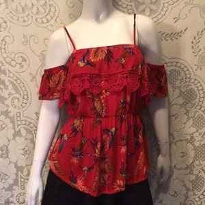 📌3/$20 - Hummingbird Printed Peplum Tank Top